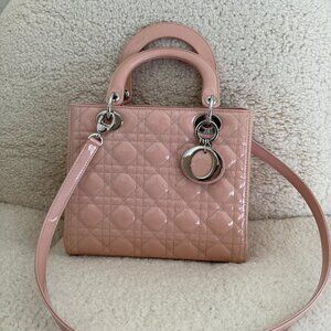 Brand new Pink Lady Dior patent leather shoulder bag